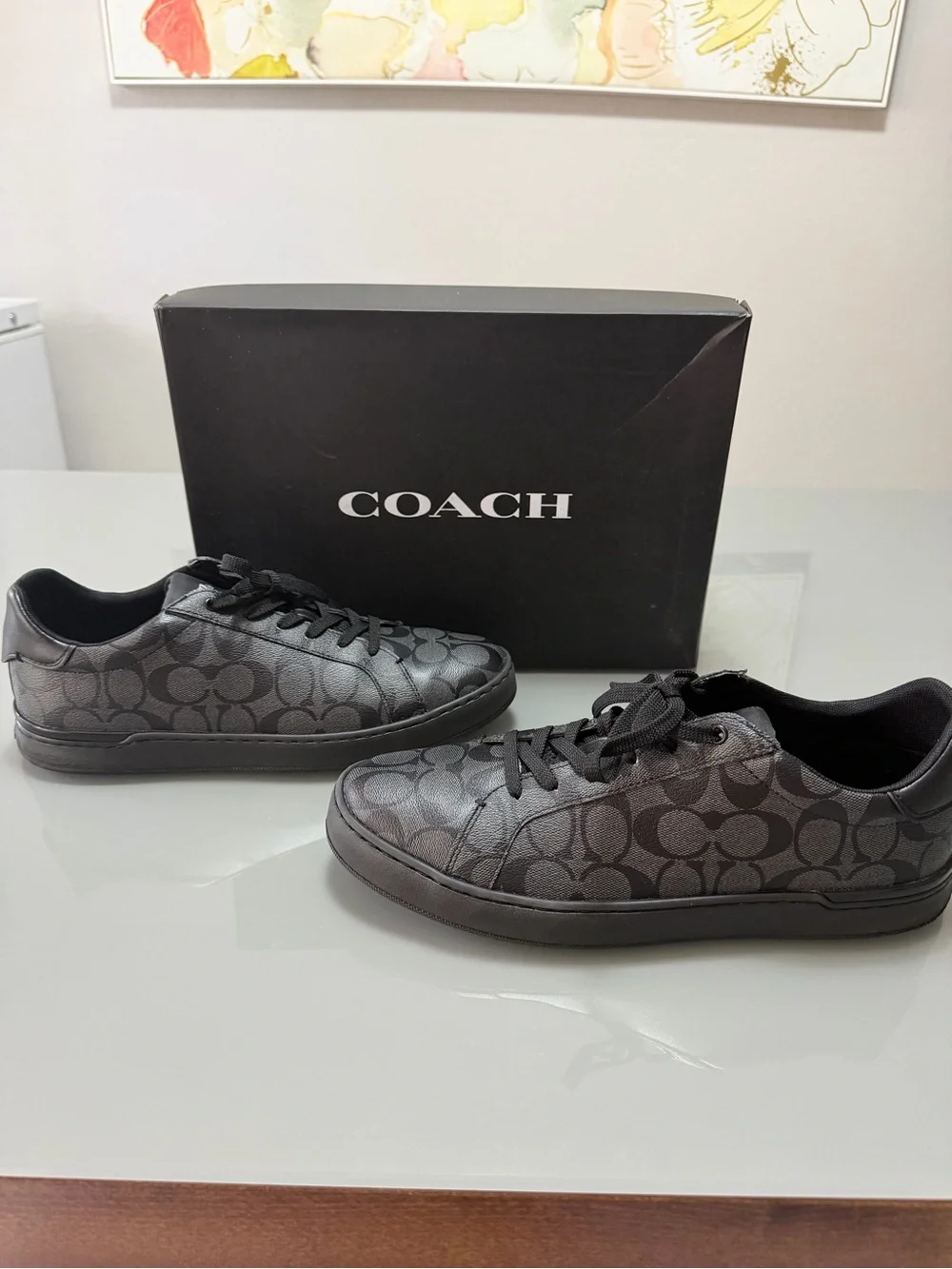 Coach Men’s Monogram Low-Top Sneakers in Black and Gray size 11-5 mens